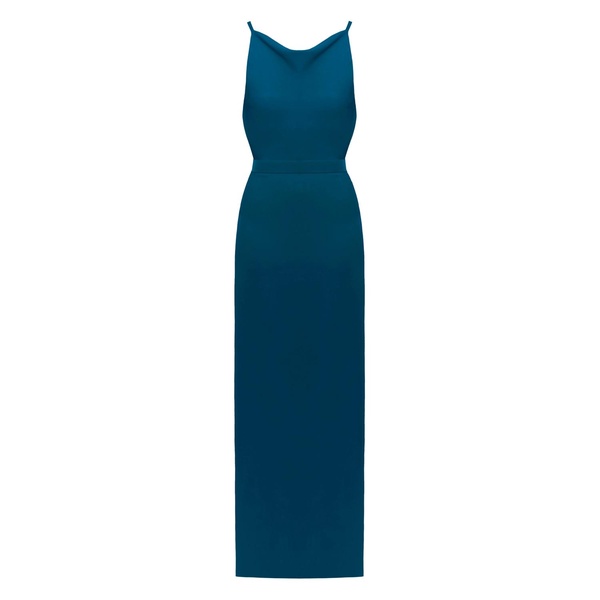 Manoa Teal Blue Evening Dress With Open Back