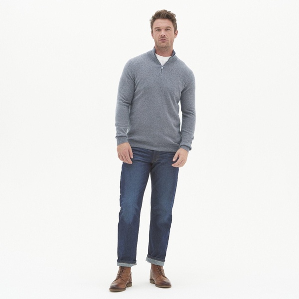 Mens Cashmere Half Zip Sweater In Quarry Grey