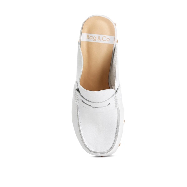 Lyrac Recycled Leather Platform Clogs In White