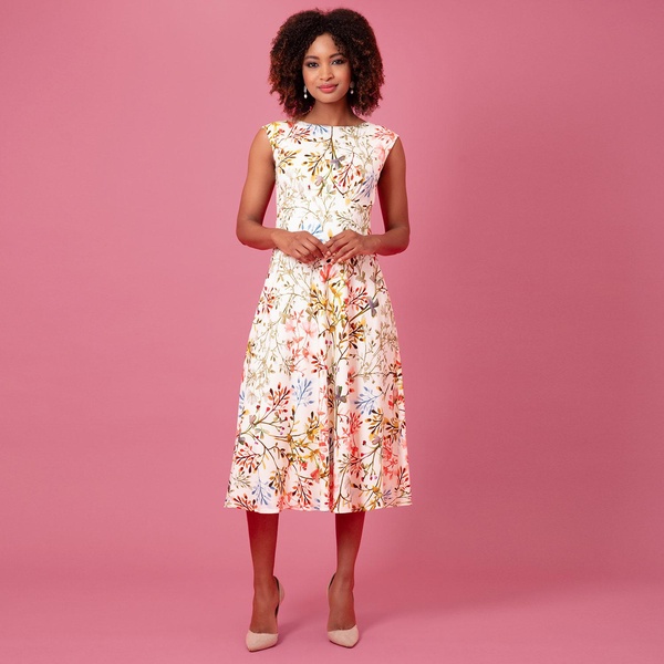 Luna Midi Dress In Watercolour Meadow