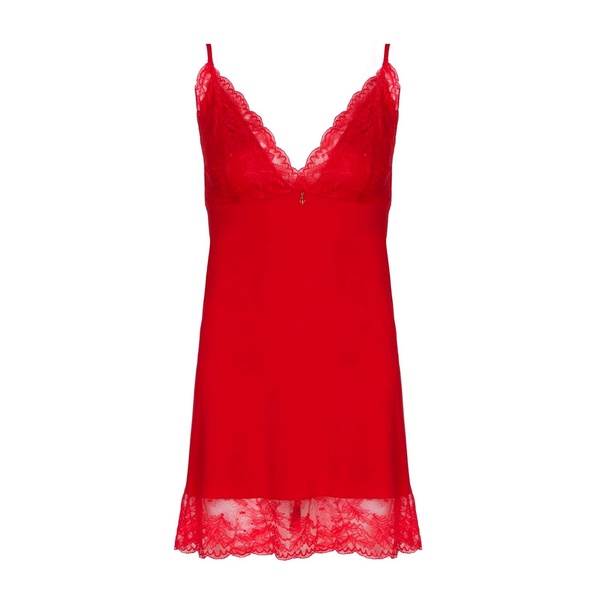 Chic Short Red Chemise With Subtle Lace