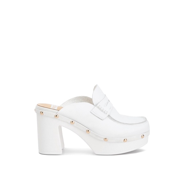 Lyrac Recycled Leather Platform Clogs In White