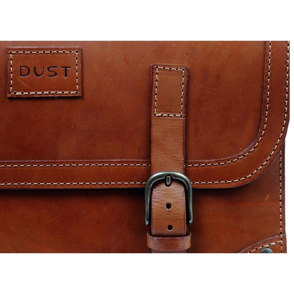 Leather Briefcase In Cuoio Brown