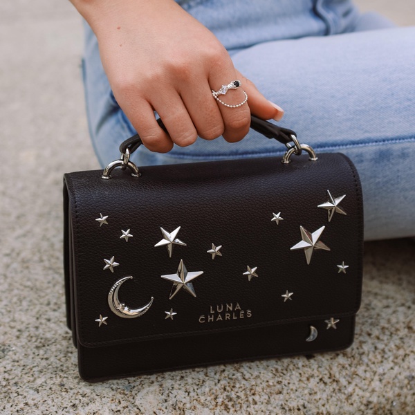 Nova Star Studded Handbag - Black & Silver