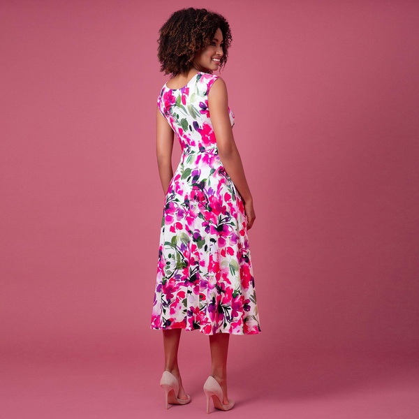 Luna Midi Dress In Fuchsia Florals