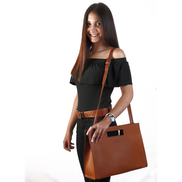 Leather Tote In Vintage  Brown