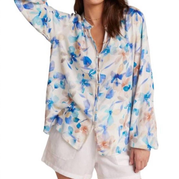 button loop front blouse in malibu