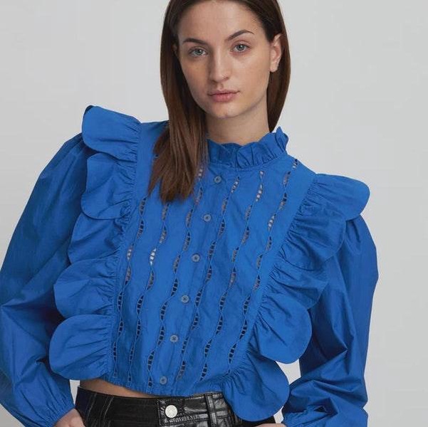 Blue Blouse With Scallops