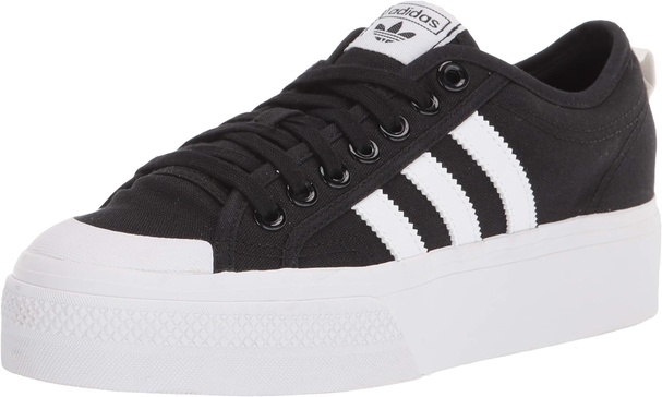 adidas Originals Women's Nizza Platform, Black/White/White, 10.5