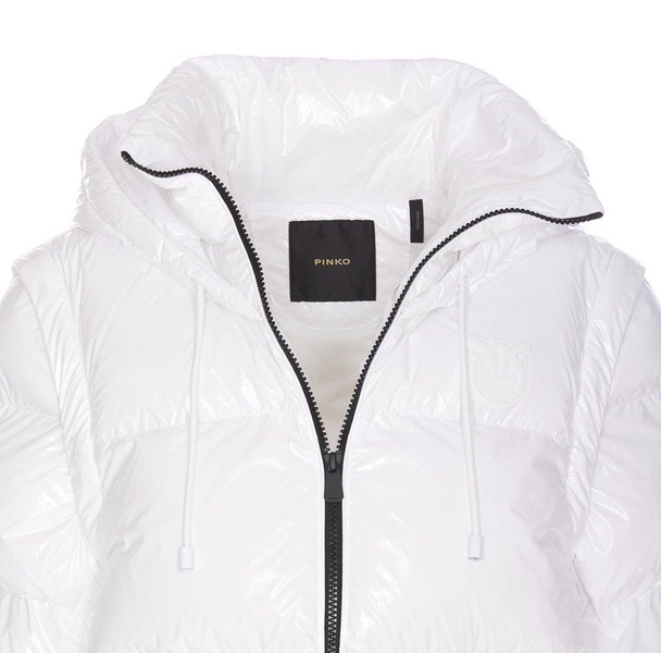 Pinko Logo Patch Hooded Down Jacket