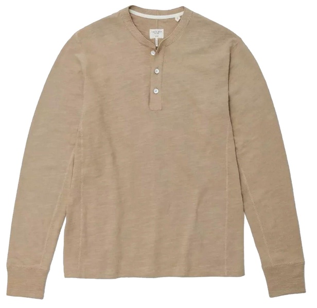 men's classic cotton long sleeve henley, taupe