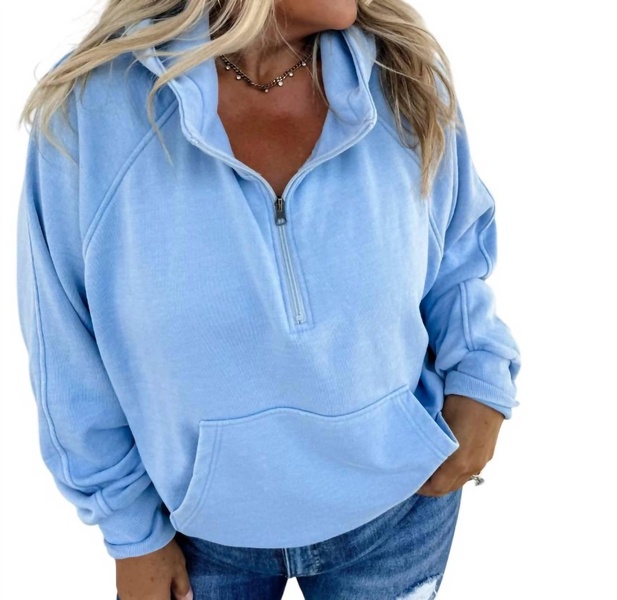 easy does it pullover in baby blue