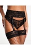 Ann Summers fishnet pull on garter set in black