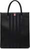 Black  4-Bar Leather Tote