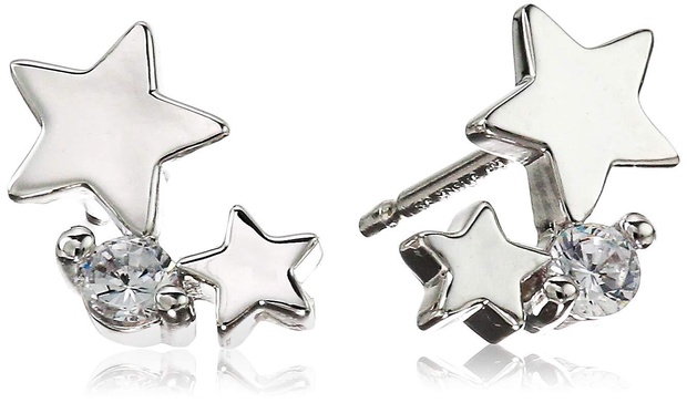 Amazon Essentials Sterling Silver Cubic Zirconia Star Demi Fine Earrings (previously Amazon Collection)