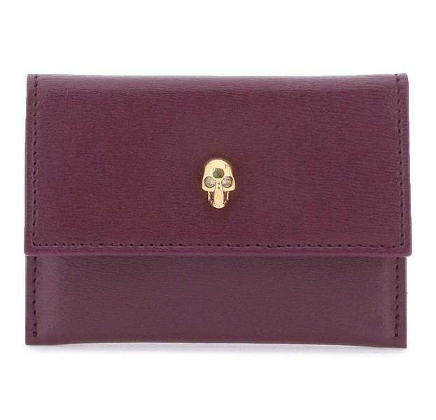 Alexander McQueen Foldover Skull Stud Detailed Cardholder