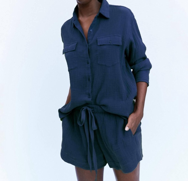 the gauze rancho top in nautical navy