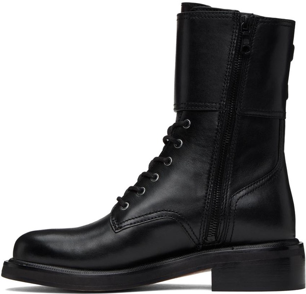 Black RB Moto Lace-Up Boot