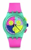 Swatch Casual Watch Multicolor Quartz Plastic NEON Flash Arrow