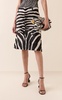 Tozzi Leather-Trimmed Zebra-Jacquard Cotton Midi Skirt