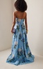 Printed Strapless Silk Gown