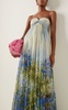 Floral Silk-Chiffon Strapless Gown