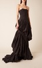 Metal-Detailed Strapless Gown