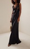 Sequined Lace-Trimmed Silk Maxi Dress