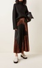 Areley Metallic Pleated Satin Maxi Skirt