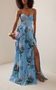 Printed Strapless Silk Gown