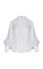 Rocas Del Mar Puff-Sleeve Linen Blouse