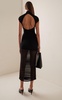 Open-Back Stripe-Knit Turtleneck Maxi Dress