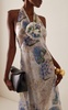 Flower-Detailed Sequined Floral Halter Dress