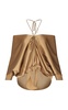 A La Conquista Draped Silk Charmeuse Top