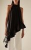 Asymmetric Ruffled Silk Sleeveless Top