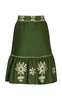 Mulata Embroidered Linen Midi Skirt