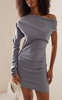 Aroma Draped Asymmetric Crepe Mini Dress