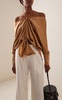 A La Conquista Draped Silk Charmeuse Top