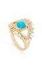 18K Yellow Gold, White Diamond and Turquoise Evil Eye Ring