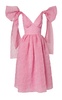 Satin Embossed Bowtie Shoulder Maxi Dress