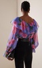 Ruffled Floral Silk Chiffon Top