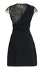 Sequined Lace-Trimmed Sable Crepe Mini Dress