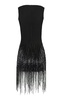 Beaded Fringe Boat Neck A-Line Dress