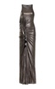 Ruffled Metallic Jersey Maxi Dress