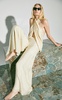 Woven Power Metallic Silk Wide-Leg Pants