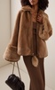 Odellies Fur-Trimmed Shearling Coat