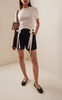 Faux Leather-Trimmed Wool-Blend Flared Shorts