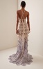 Ombré Crocheted-Silk Halter Gown