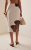 Flashed Wrapped Linen Midi Skirt