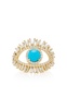 18K Yellow Gold, White Diamond and Turquoise Evil Eye Ring